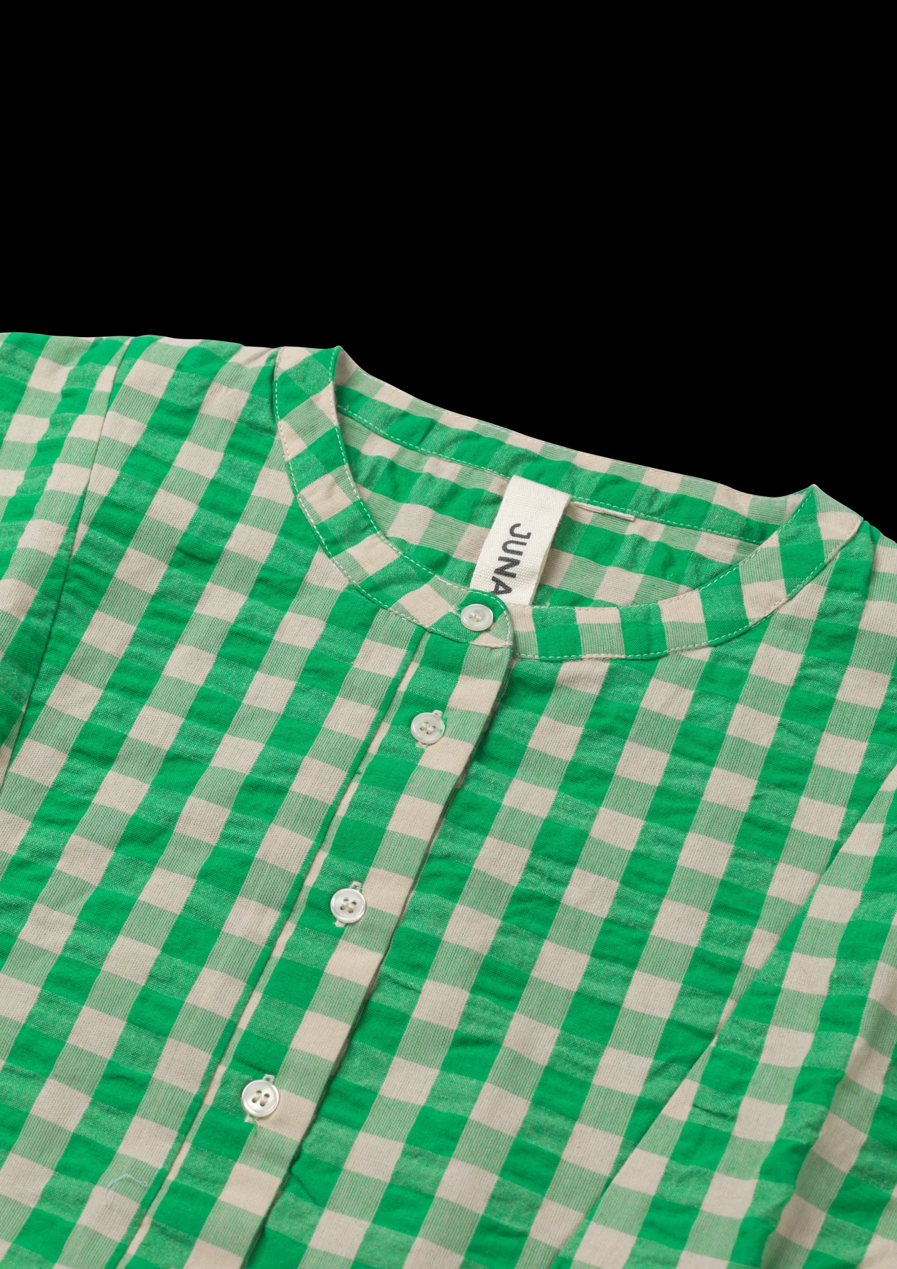 JUNA Bæk&Bølge Irene shirt S/M grønn/sand - Kjøp nå