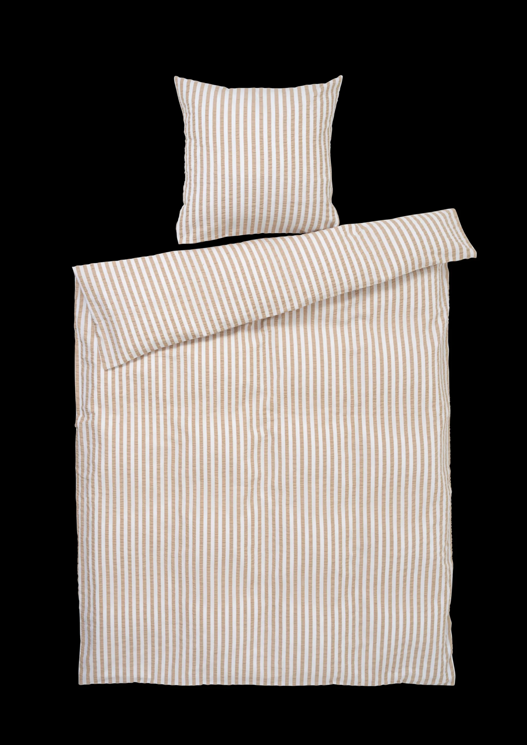 JUNA Bæk&Bølge Lines Sengetøy 140x220 cm sand/hvit NO