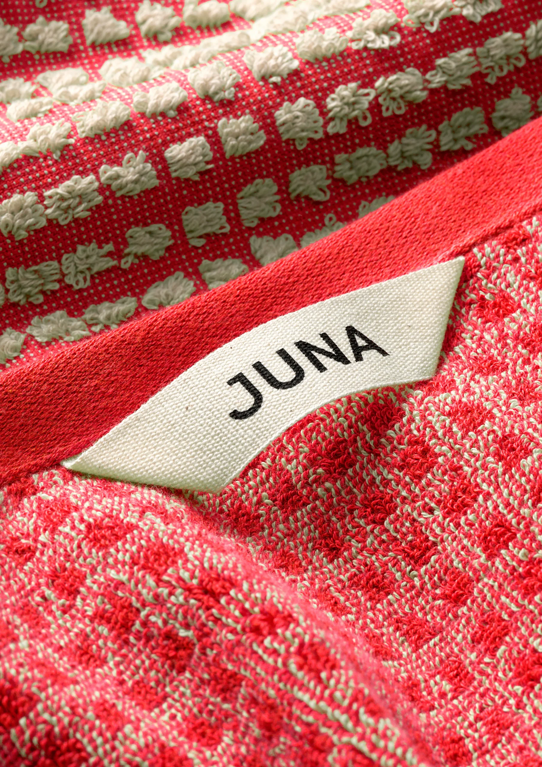 JUNA Check Håndkle 50 x 100 cm rød/sand – Handle hos oss