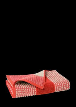JUNA Check Håndkle 70 x 140 cm rød/sand – Handle hos oss