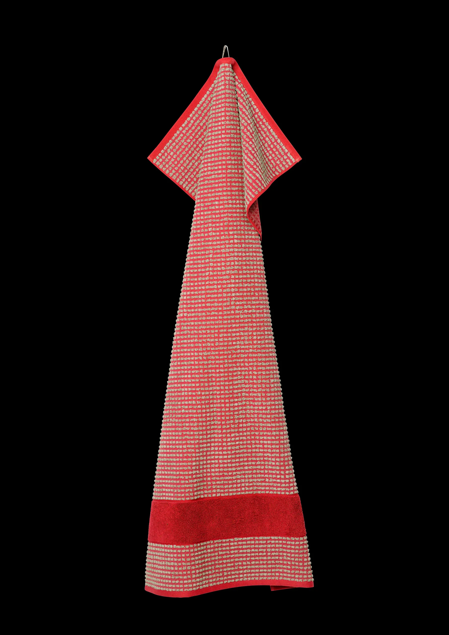 JUNA Check Håndkle 70 x 140 cm rød/sand – Handle hos oss
