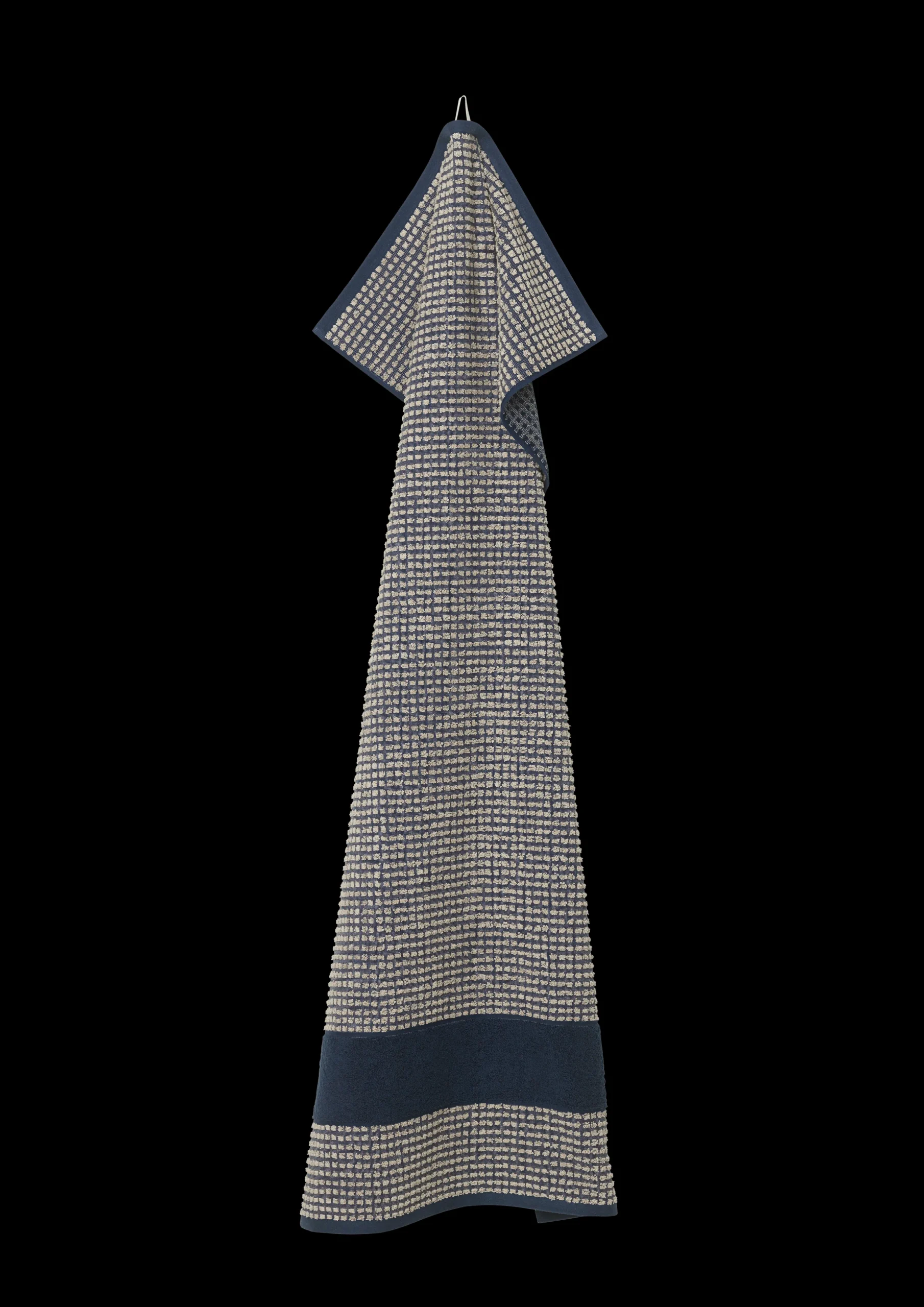 JUNA Check Håndkle 70x140 cm mørk blå/sand