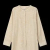 JUNA Monochrome Lines Ida shirt XS oker/hvit