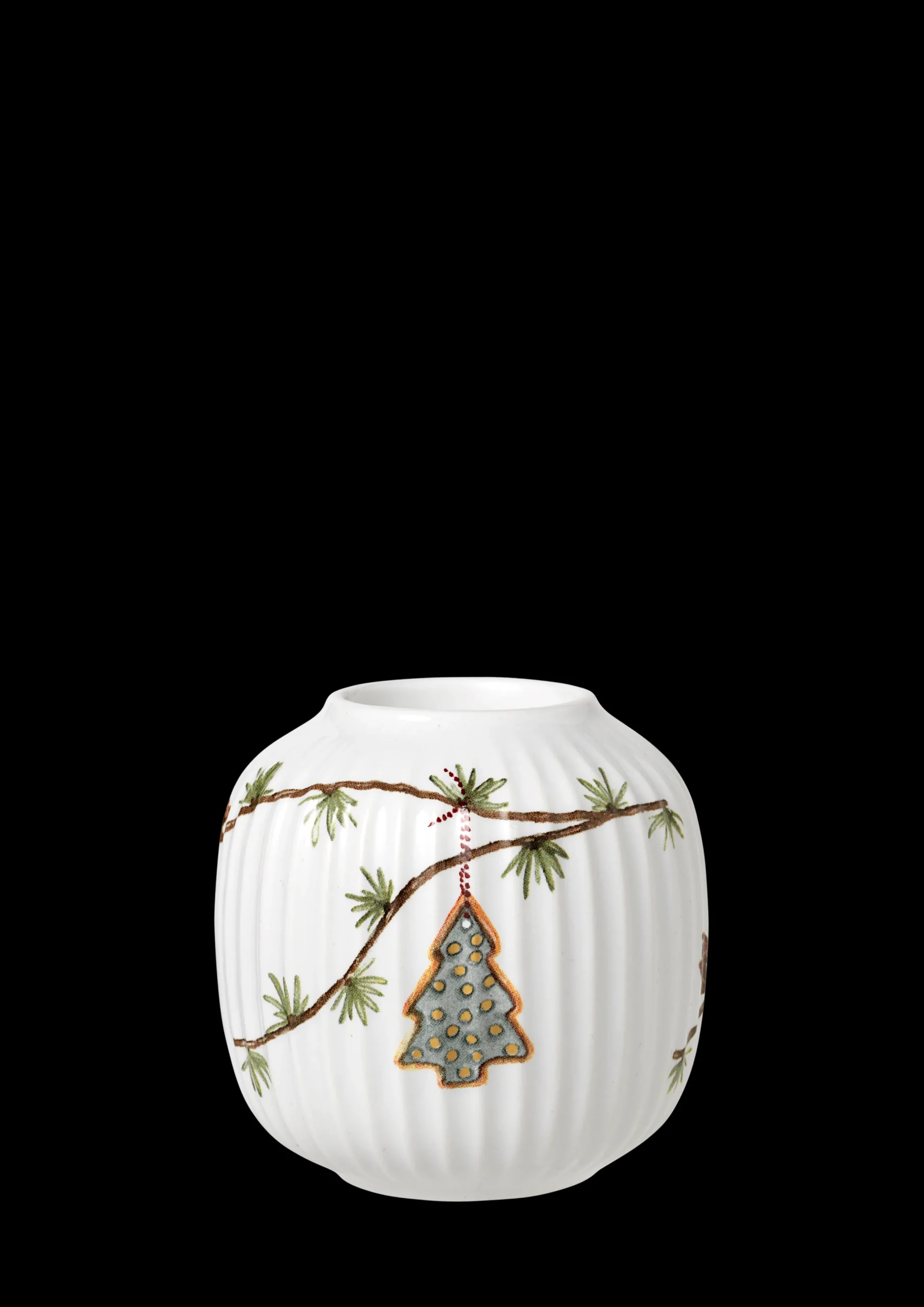 Kähler Hammershøi Christmas Telyslykt Ø9.5 cm hvit m. deko