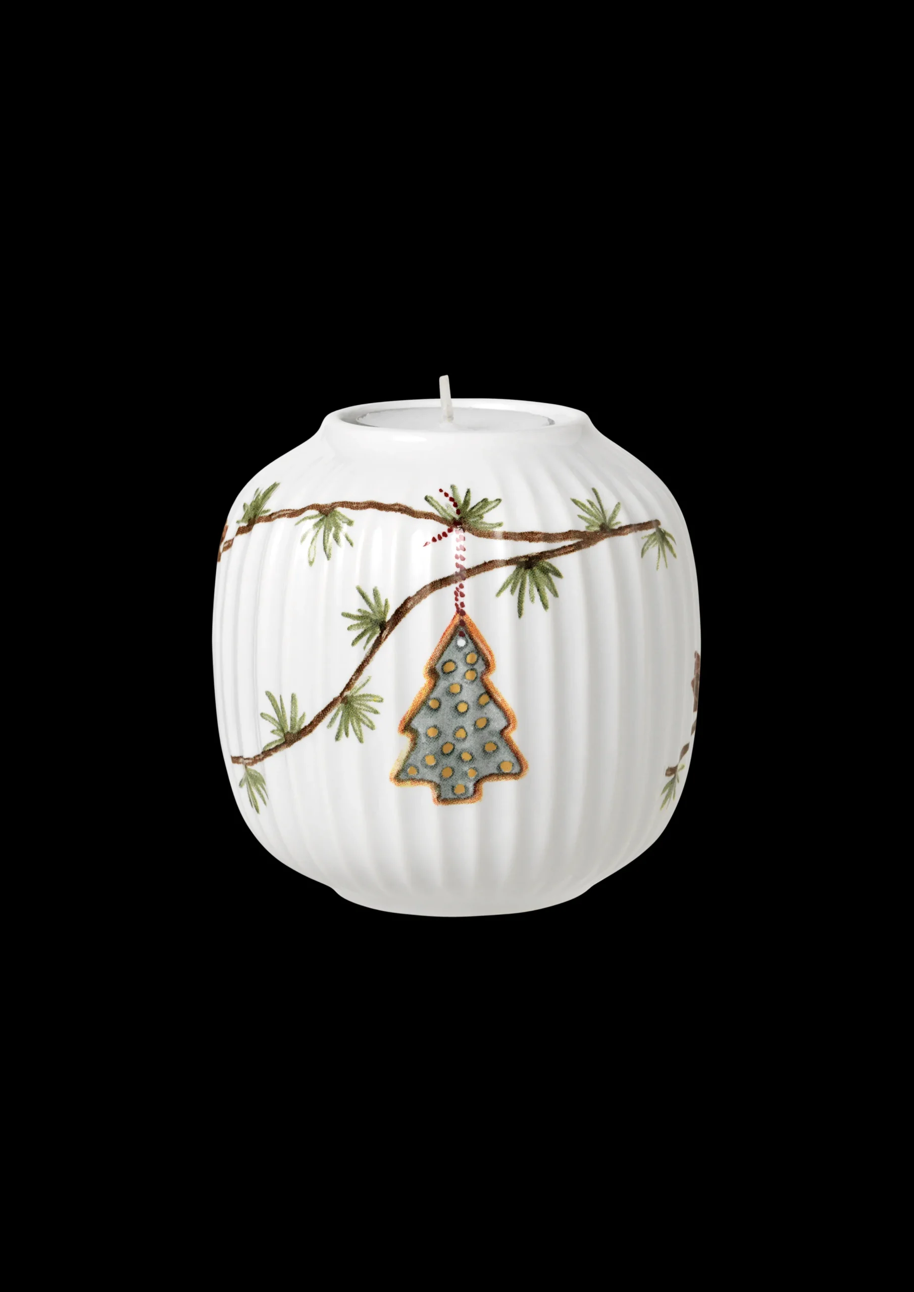 Kähler Hammershøi Christmas Telyslykt Ø9.5 cm hvit m. deko