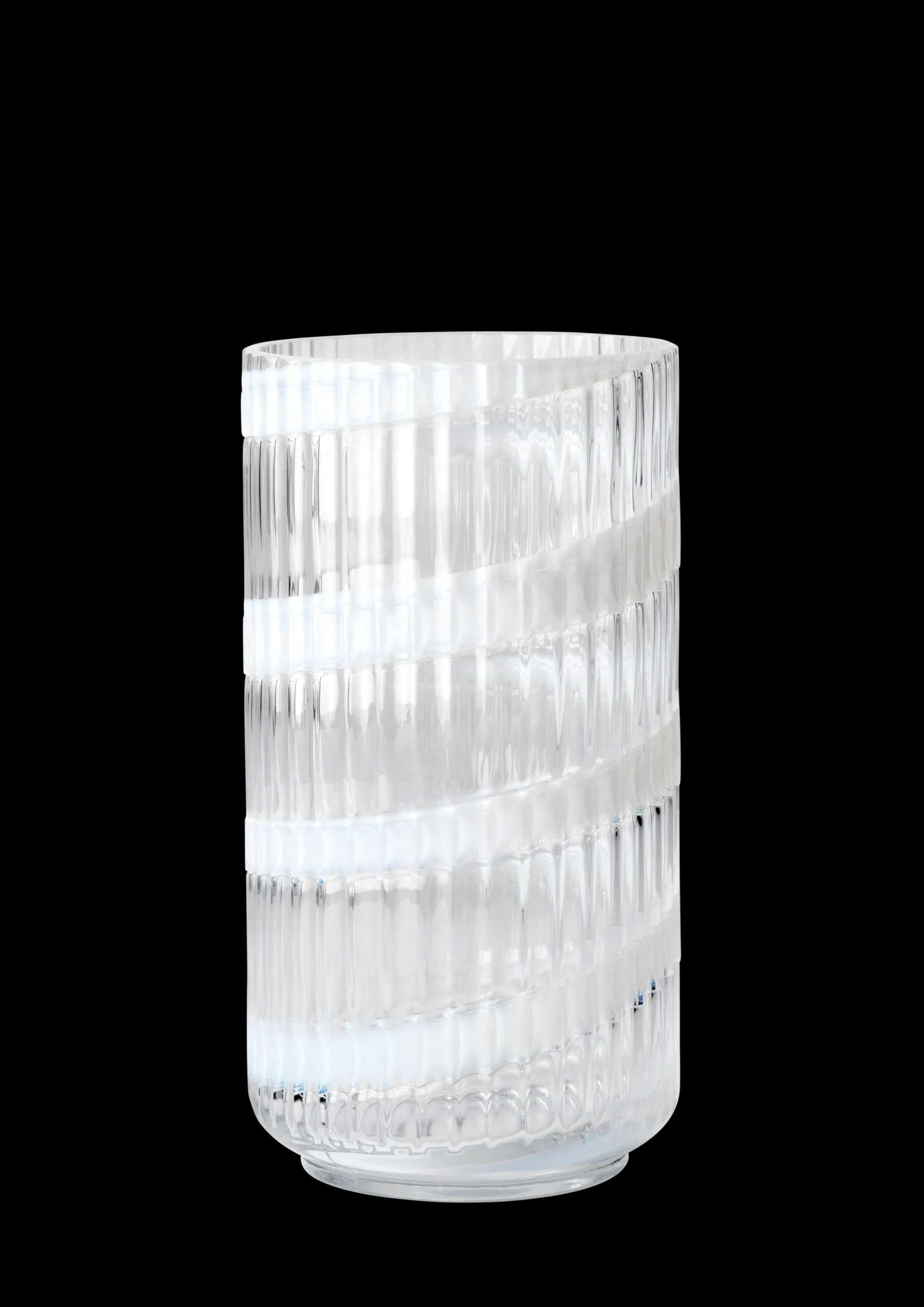 Lyngby Porcelæn Vase H20.5 cm swirl white munnblåst glass