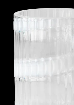 Lyngby Porcelæn Vase H15.5 cm swirl white munnblåst glass